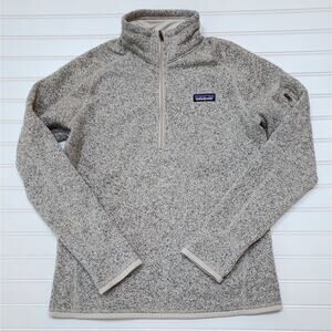 Patagonia Women's Better Sweater 1/4 Zip Fleece Pullover Size M Beige/Gray